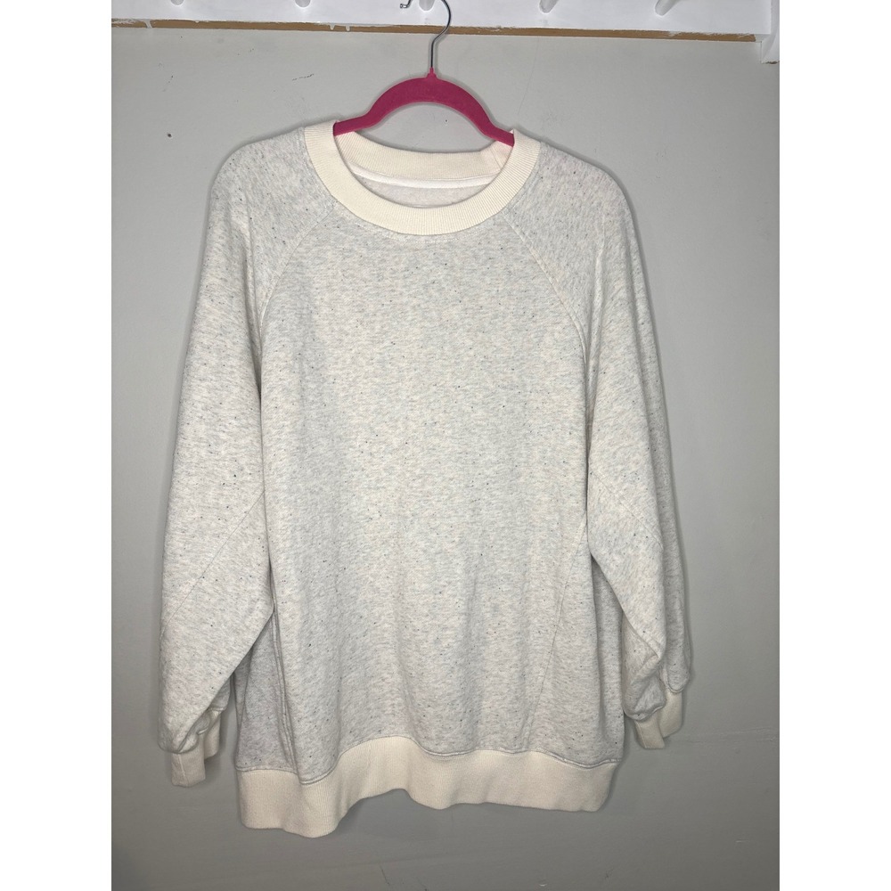 Aerie Oatmeal Rainbow Confetti Oversized Crewneck Sweatshirt Size S‎